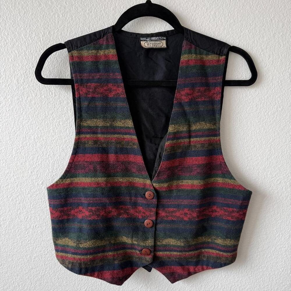 Vintage 90s striped button up vest